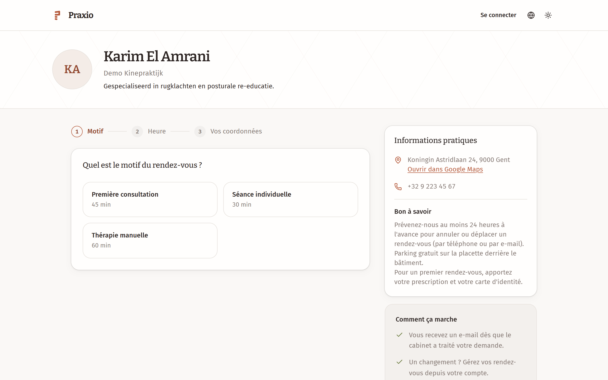 Prise de rendez-vous en ligne